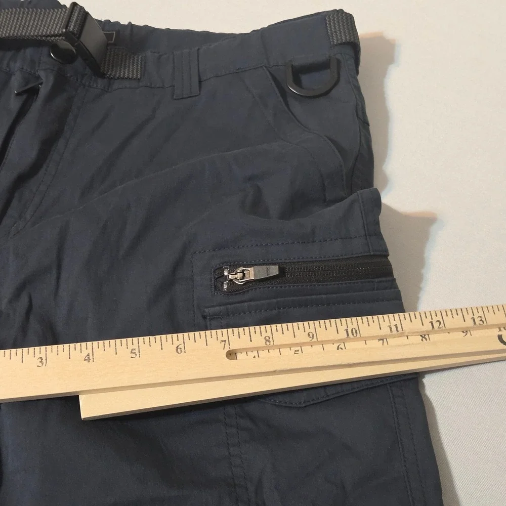 BC Clothing Cargo Convertible Pants Men M x 30 Navy Blue Stretch Belted Hiking